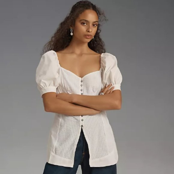 Brand New Maeve Puff-Sleeve Sweetheart Top - Picture 7 of 16